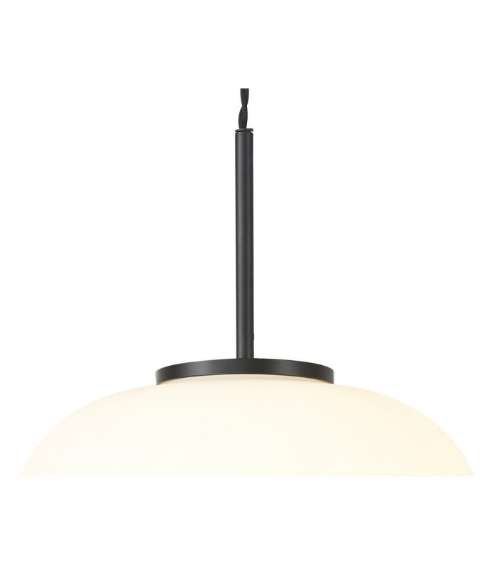 Cheektowaga Medium Oval Ball Ceiling Pendant E27 Matt Black Suspension With Frosted White Glass Globe-6