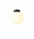Cheektowaga Small Oval Ball Flush Fitting E27 Matt Black Base With Frosted White Glass Globe-1