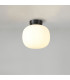 Cheektowaga Small Oval Ball Flush Fitting E27 Matt Black Base With Frosted White Glass Globe-3