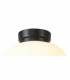 Cheektowaga Small Oval Ball Flush Fitting E27 Matt Black Base With Frosted White Glass Globe-5