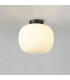 Cheektowaga Medium Oval Ball Flush Fitting E27 Matt Black Base With Frosted White Glass Globe-3
