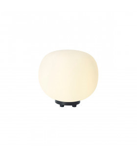Cheektowaga Small Oval Ball Table Lamp E27 Matt Black Base With Frosted White Glass Globe-1