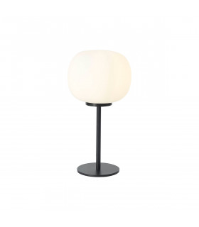 Cheektowaga Small Oval Ball Tall Table Lamp E27 Matt Black Base With Frosted White Glass Globe-1