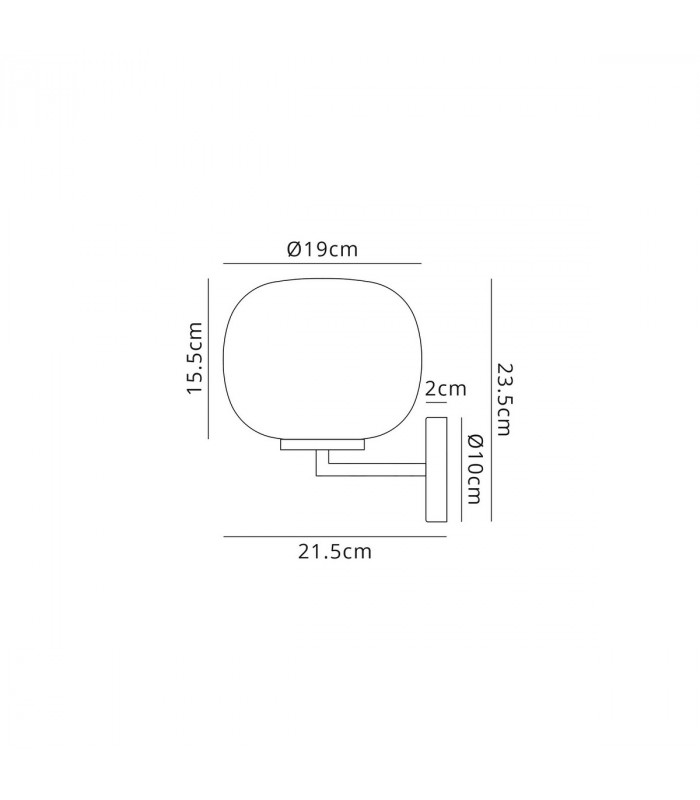 Cheektowaga Small Oval Ball Wall Lamp E27 Matt Black Base With Frosted White Glass Globe-2