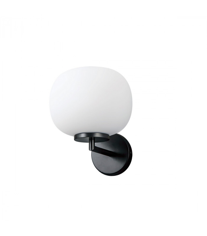 Cheektowaga Small Oval Ball Wall Lamp E27 Matt Black Base With Frosted White Glass Globe-4