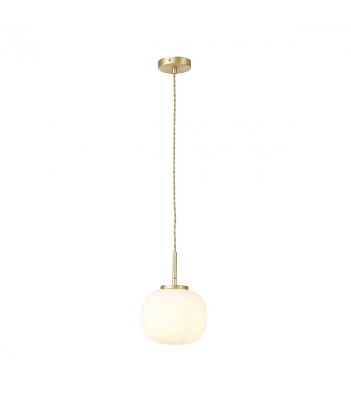 Cheektowaga Small Oval Ball Ceiling Pendant E27 Satin Gold Suspension With Frosted White Glass Globe-4