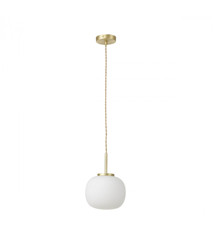 Cheektowaga Small Oval Ball Ceiling Pendant E27 Satin Gold Suspension With Frosted White Glass Globe-5