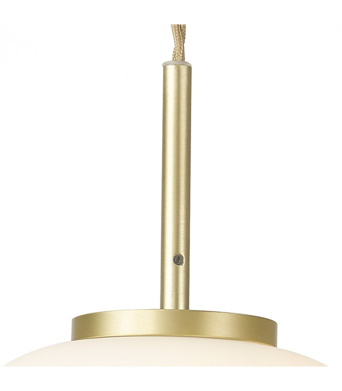 Cheektowaga Small Oval Ball Ceiling Pendant E27 Satin Gold Suspension With Frosted White Glass Globe-7