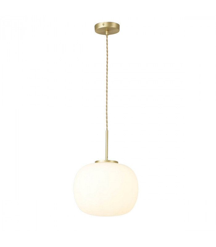 Cheektowaga Medium Oval Ball Ceiling Pendant E27 Satin Gold Suspension With Frosted White Glass Globe-4