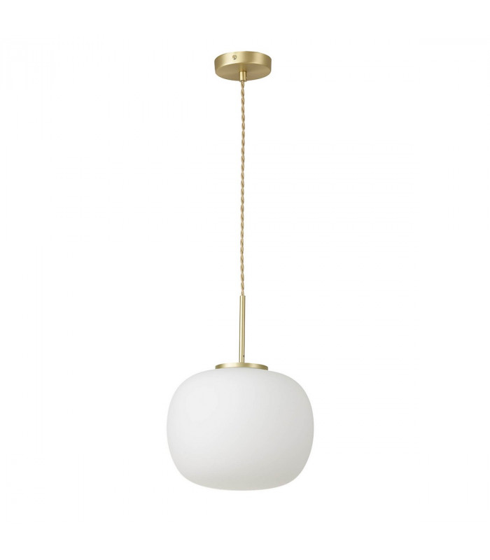 Cheektowaga Medium Oval Ball Ceiling Pendant E27 Satin Gold Suspension With Frosted White Glass Globe-5