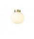 Cheektowaga Small Oval Ball Flush Fitting E27 Satin Gold Base With Frosted White Glass Globe-1