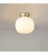 Cheektowaga Small Oval Ball Flush Fitting E27 Satin Gold Base With Frosted White Glass Globe-3