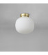 Cheektowaga Small Oval Ball Flush Fitting E27 Satin Gold Base With Frosted White Glass Globe-7