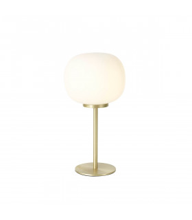 Cheektowaga Small Oval Ball Tall Table Lamp E27 Satin Gold Base With Frosted White Glass Globe-1