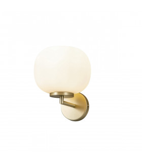 Cheektowaga Small Oval Ball Wall Lamp E27 Satin Gold Base With Frosted White Glass Globe-1