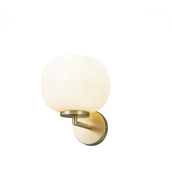 Cheektowaga Small Oval Ball Wall Lamp E27 Satin Gold Base With Frosted White Glass Globe-1