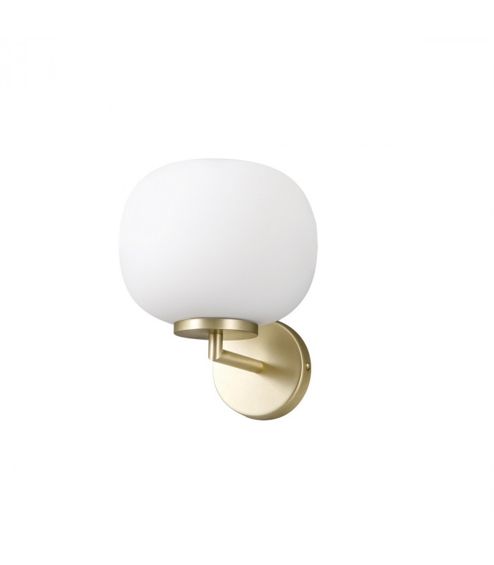 Cheektowaga Small Oval Ball Wall Lamp E27 Satin Gold Base With Frosted White Glass Globe-4