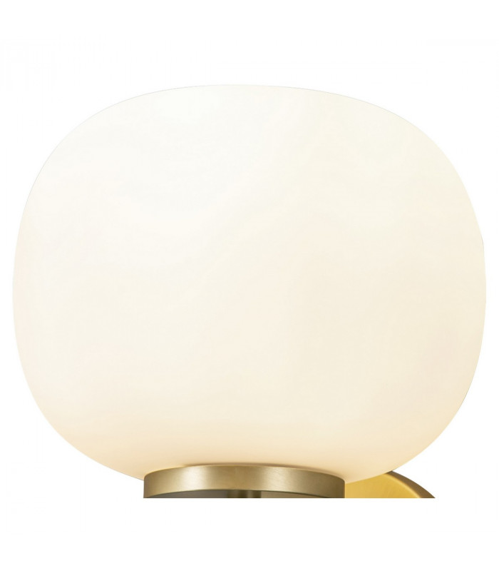 Cheektowaga Small Oval Ball Wall Lamp E27 Satin Gold Base With Frosted White Glass Globe-5