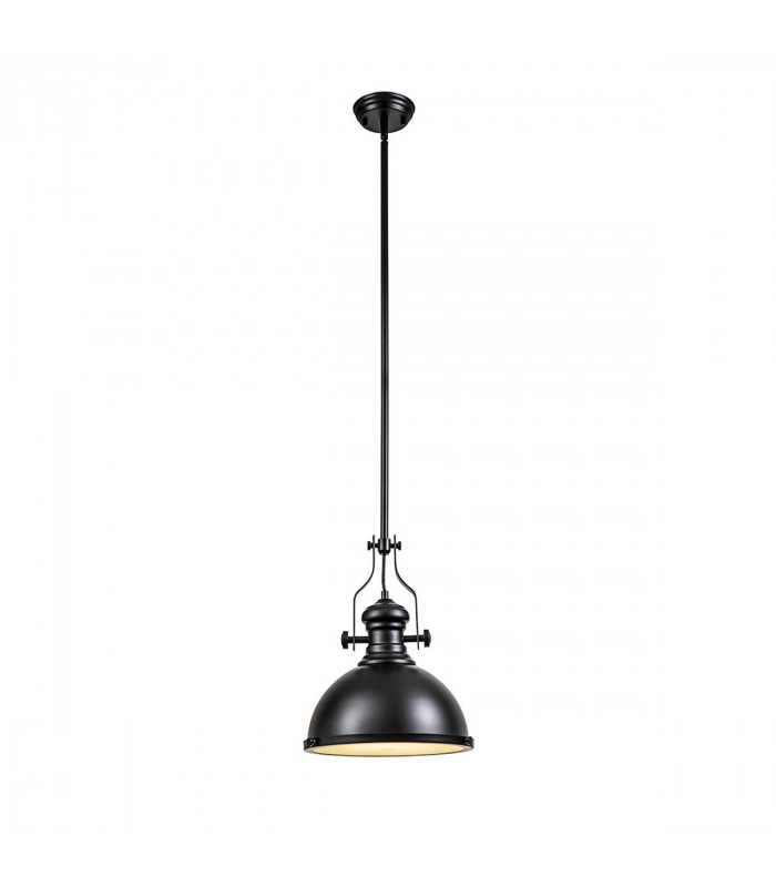 Worcester Ceiling Pendant E27 Matt Black Frosted Glass-1