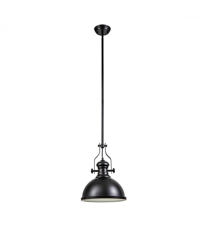 Worcester Ceiling Pendant E27 Matt Black Frosted Glass-4