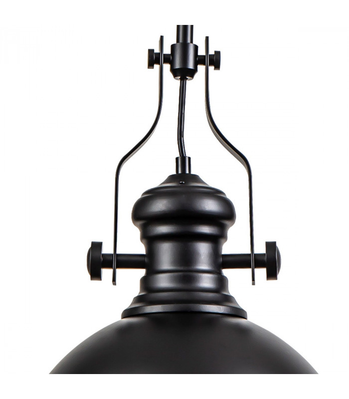 Worcester Ceiling Pendant E27 Matt Black Frosted Glass-6