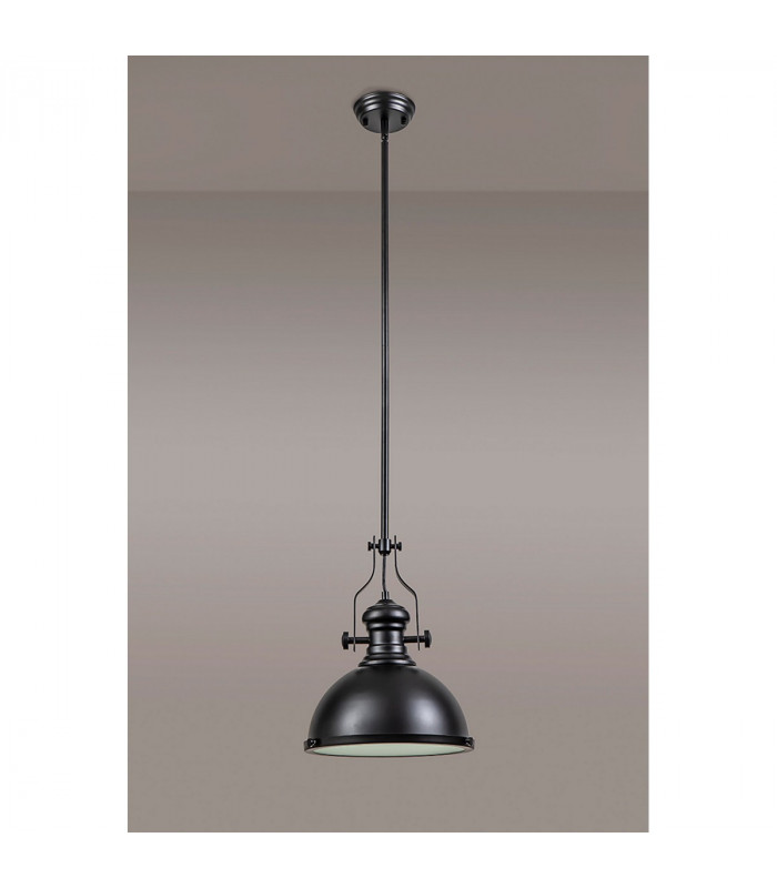Worcester Ceiling Pendant E27 Matt Black Frosted Glass-8