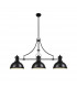 Worcester Linear Ceiling Pendant 3 Light E27 Matt Black Frosted Glass-1
