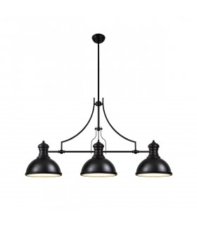 Worcester Linear Ceiling Pendant 3 Light E27 Matt Black Frosted Glass-1