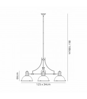 Worcester Linear Ceiling Pendant 3 Light E27 Matt Black Frosted Glass-2