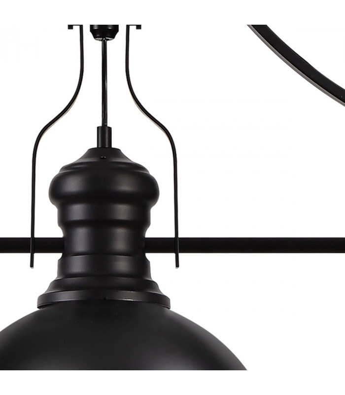 Worcester Linear Ceiling Pendant 3 Light E27 Matt Black Frosted Glass-7
