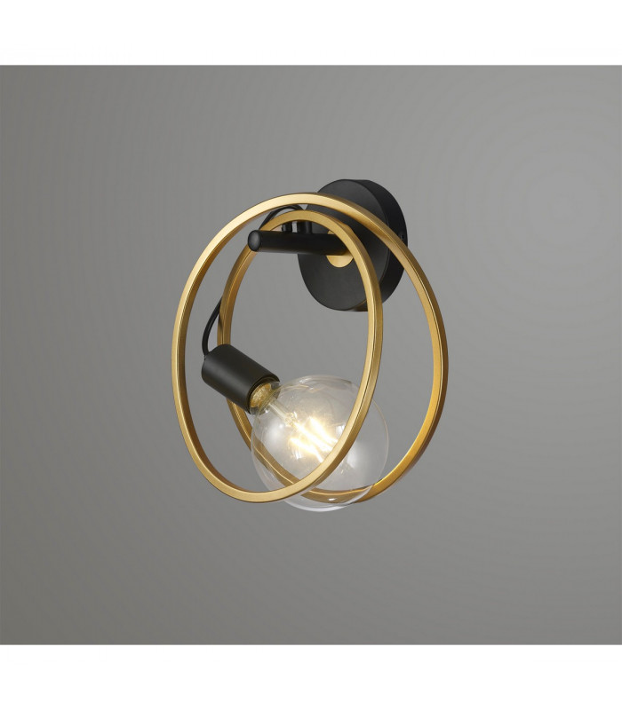 Wales Double Ring Wall Lamp E27 Matt Black Painted Gold-3