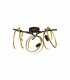 Wales Double Ring Ceiling Lamp Flush 3 Light E27 Matt Black Painted Gold-5