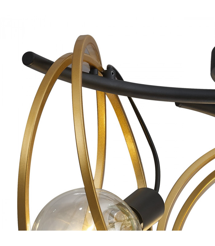 Wales Double Ring Ceiling Lamp Flush 3 Light E27 Matt Black Painted Gold-8