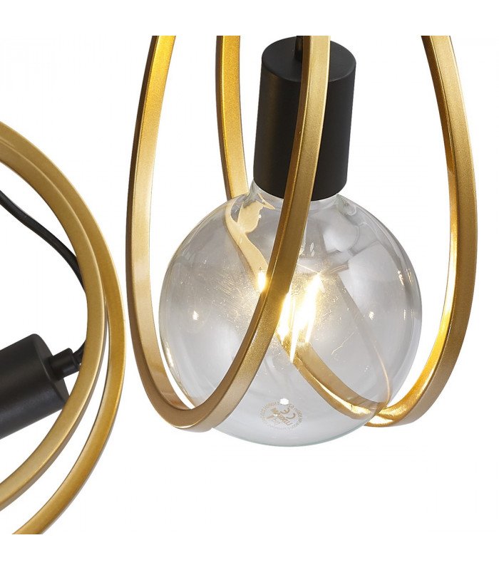 Wales Double Ring Ceiling Lamp Flush 3 Light E27 Matt Black Painted Gold-9