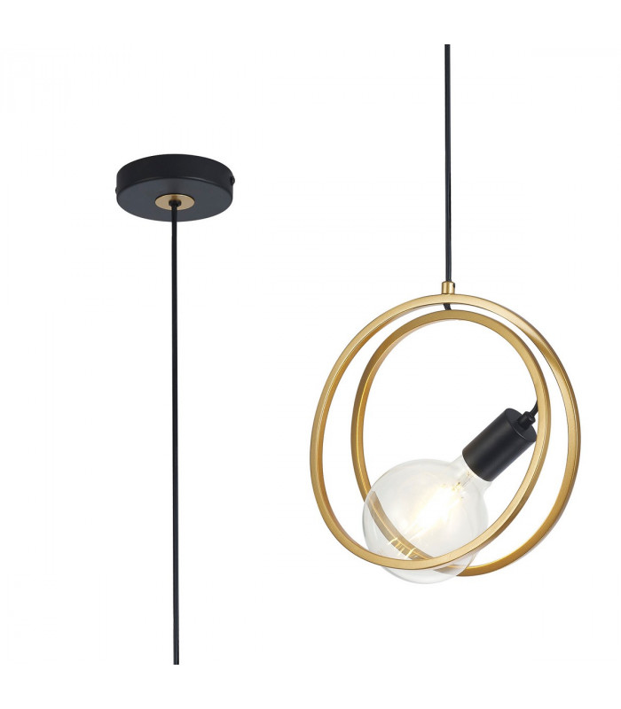 Wales Double Ring Single Ceiling Pendant E27 Matt Black Painted Gold-1