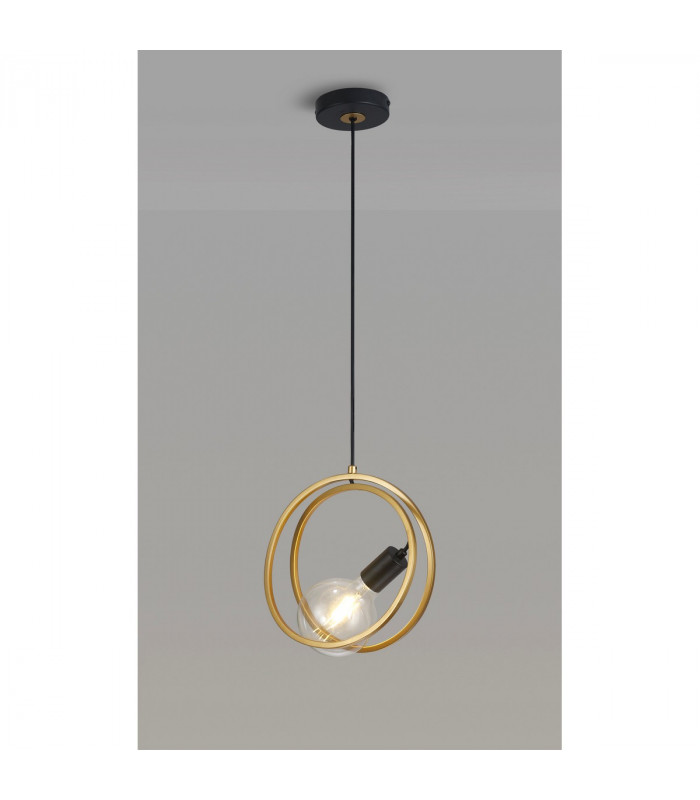 Wales Double Ring Single Ceiling Pendant E27 Matt Black Painted Gold-3
