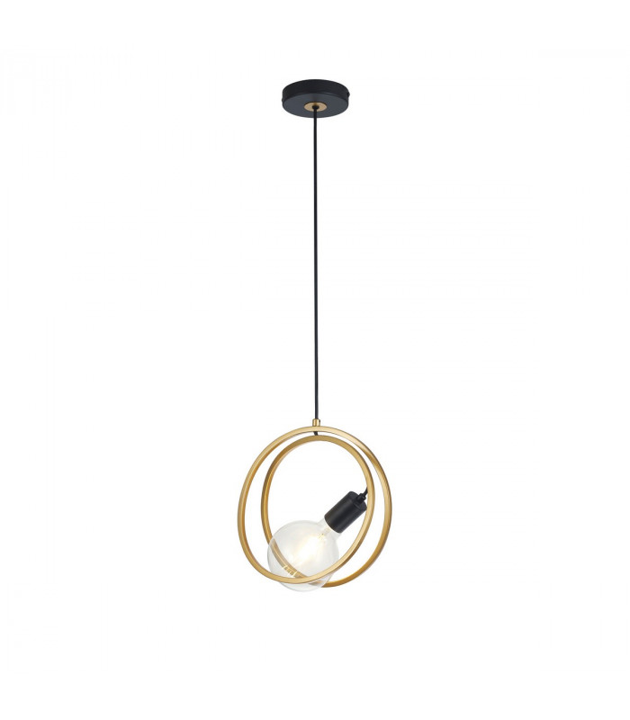 Wales Double Ring Single Ceiling Pendant E27 Matt Black Painted Gold-4