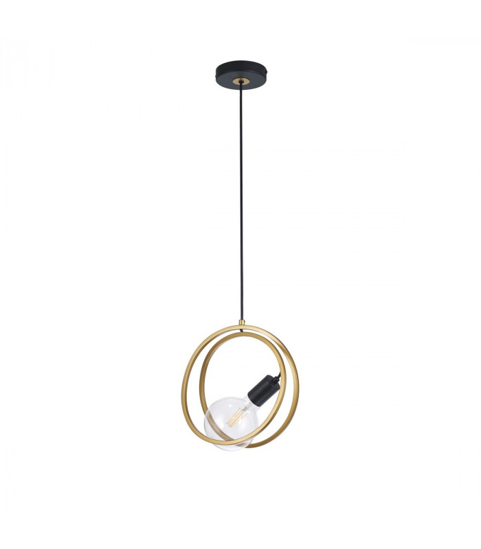 Wales Double Ring Single Ceiling Pendant E27 Matt Black Painted Gold-5