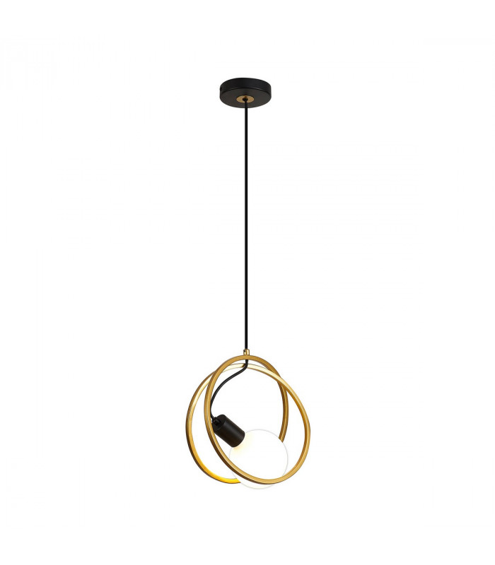 Wales Double Ring Single Ceiling Pendant E27 Matt Black Painted Gold-6