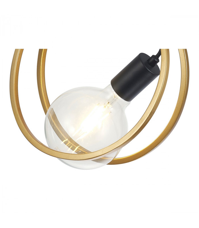 Wales Double Ring Single Ceiling Pendant E27 Matt Black Painted Gold-9