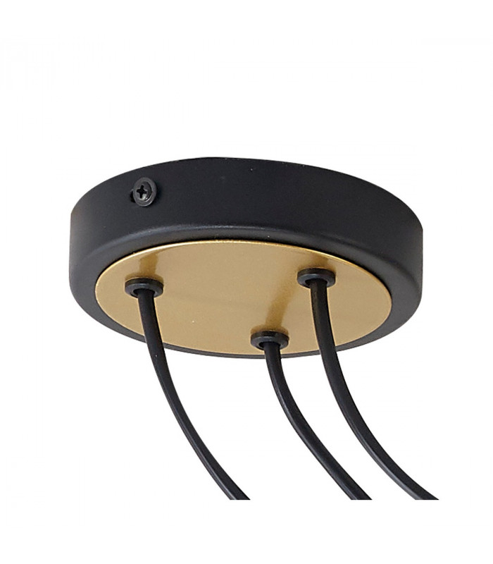 Wales Double Ring Multi Ceiling Pendant 3 Light E27 Matt Black Painted Gold-5