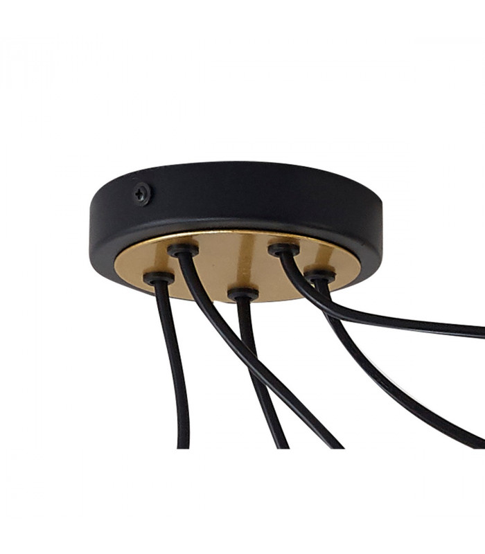 Wales Double Ring Multi Ceiling Pendant 5 Light E27 Matt Black Painted Gold-7