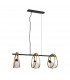 Wales Double Ring Linear Ceiling Pendant 3 Light E27 Matt Black Painted Gold-5