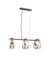 Wales Double Ring Linear Ceiling Pendant 3 Light E27 Matt Black Painted Gold-7