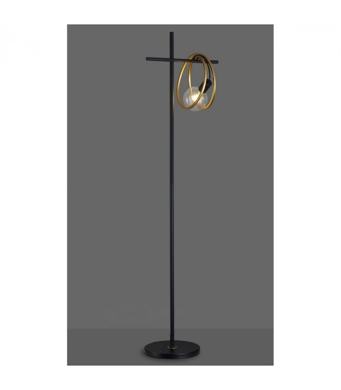 Wales Double Ring Floor Lamp E27 Matt Black Painted Gold-3