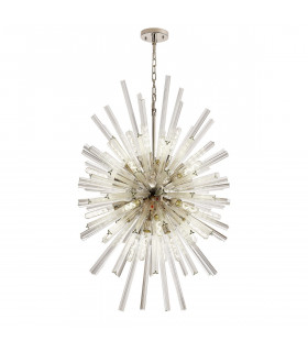 Hornby 32 Light E27 Vertical Oval Ceiling Pendant Polished Nickel Clear Glass-1