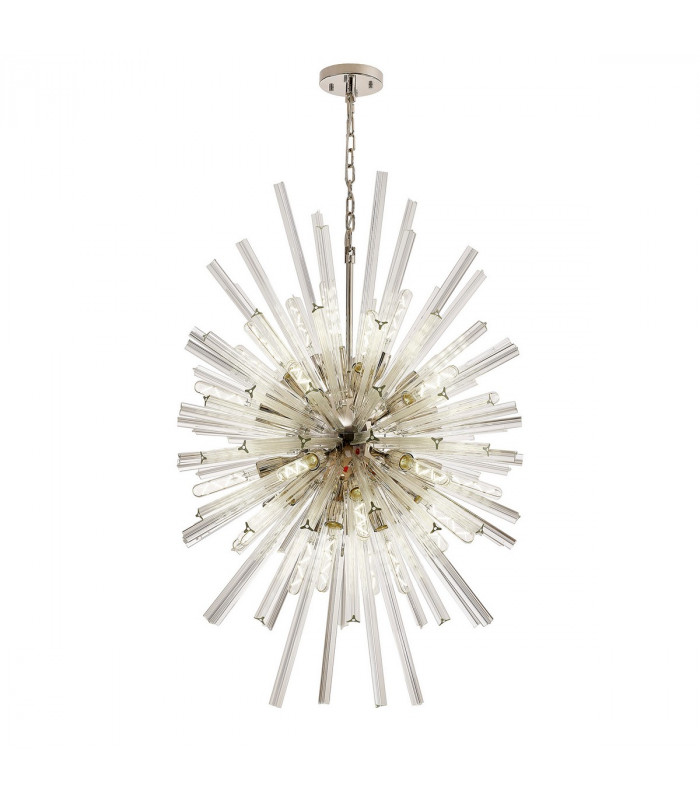 Hornby 32 Light E27 Vertical Oval Ceiling Pendant Polished Nickel Clear Glass-1