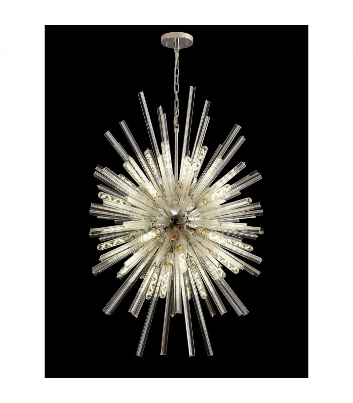 Hornby 32 Light E27 Vertical Oval Ceiling Pendant Polished Nickel Clear Glass-3