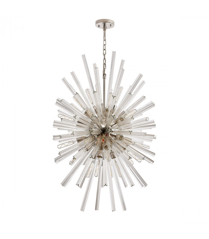 Hornby 32 Light E27 Vertical Oval Ceiling Pendant Polished Nickel Clear Glass-4