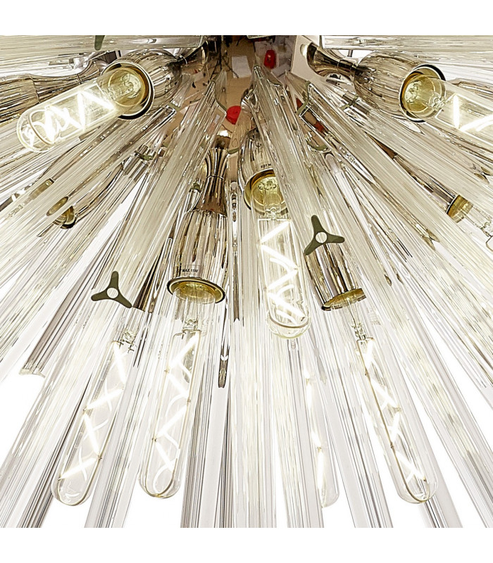 Hornby 32 Light E27 Vertical Oval Ceiling Pendant Polished Nickel Clear Glass-7
